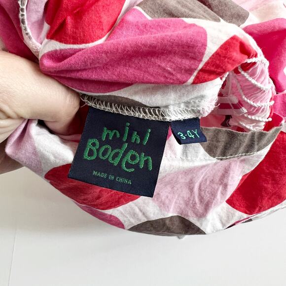 [Mini Boden] Pink Red Polka Dot Sleeveless Tank Top Front Pockets Smocked Sz 3-4 - Picture 9 of 10